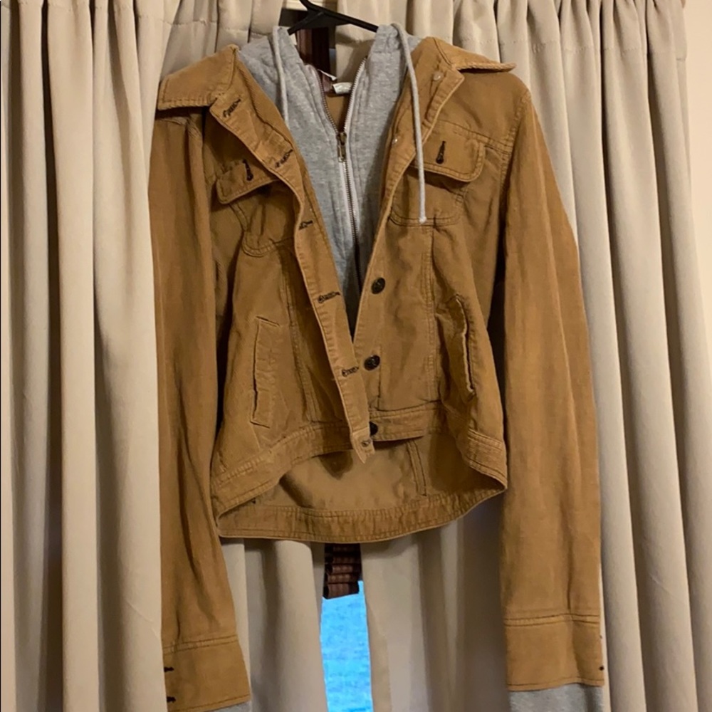 Gray and brown zip up/hoodie!